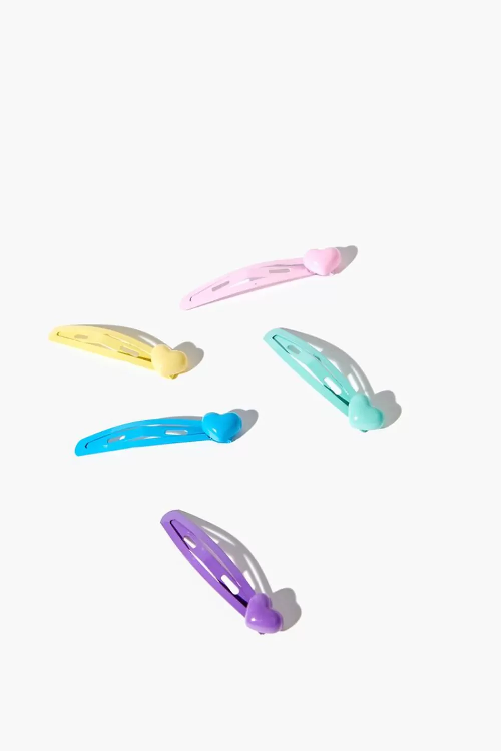 Accessories>Forever 21 Girls Heart Snap Clip Set (Kids) Green/Blue
