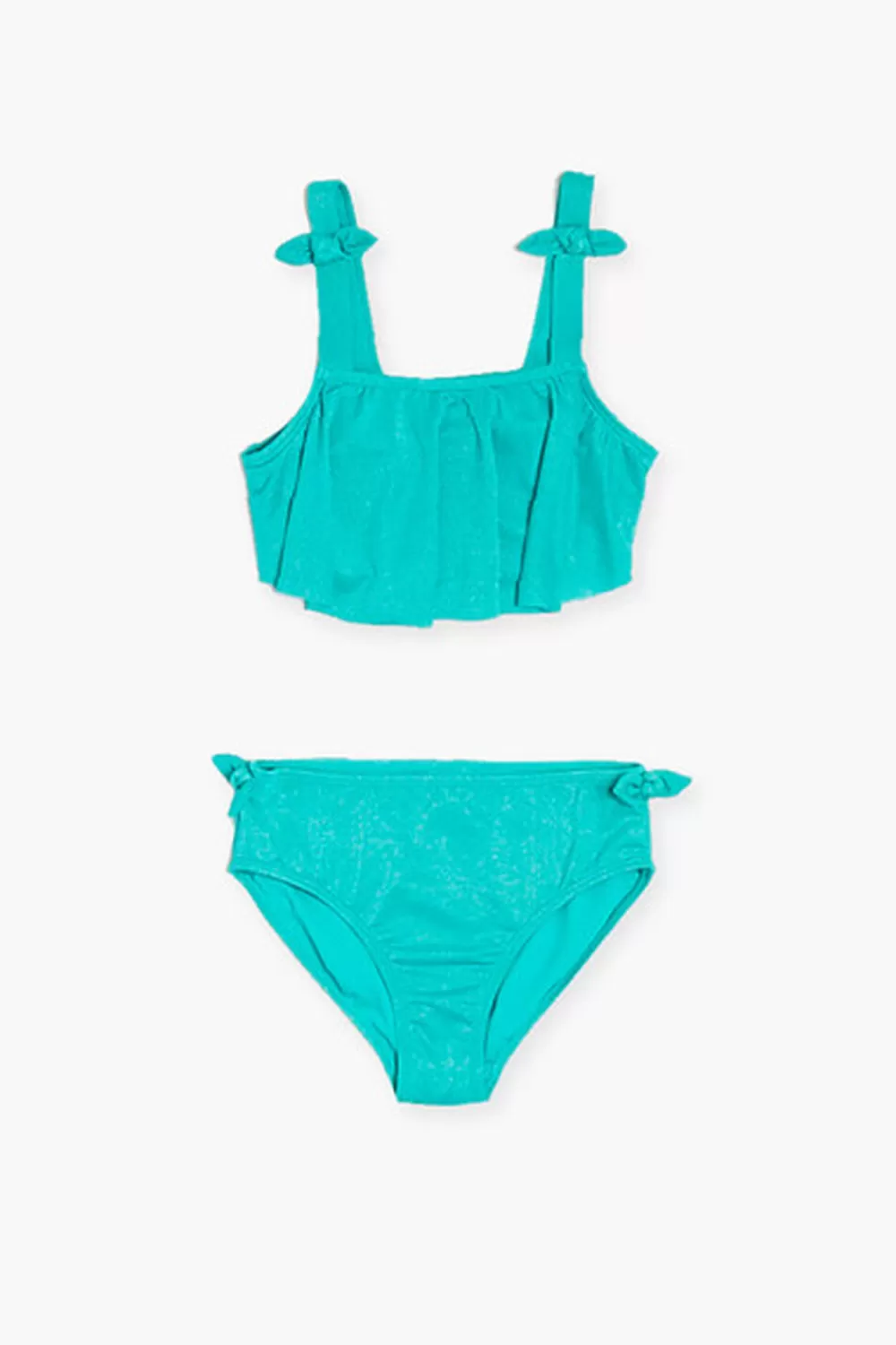 Swimwear>Forever 21 Girls Knotted Tie Bikini (Kids) Teal