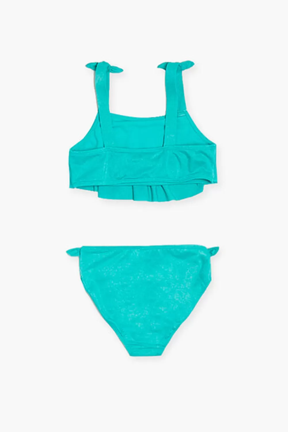 Swimwear>Forever 21 Girls Knotted Tie Bikini (Kids) Teal