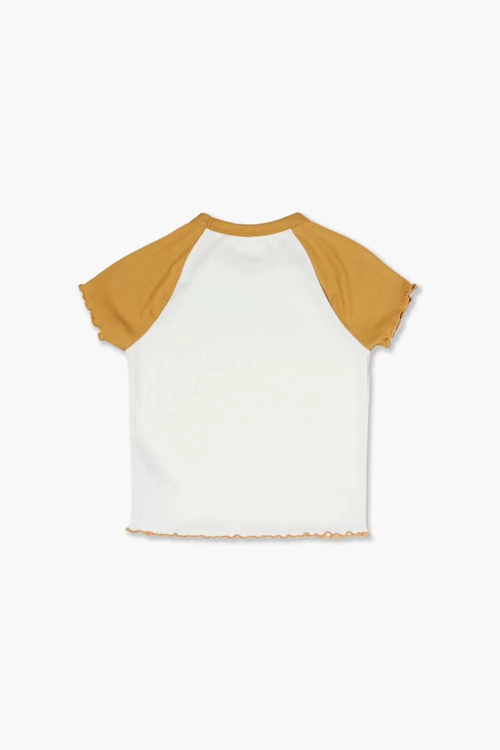 Tops>Forever 21 Girls Lettuce-Edge Raglan Tee (Kids) Cream/Gold