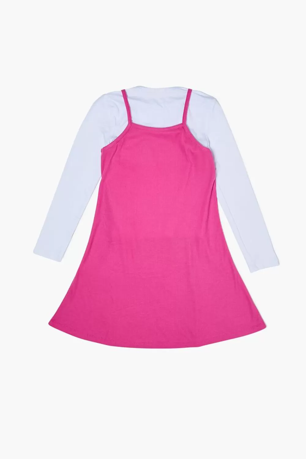 Dresses + Rompers>Forever 21 Girls Long-Sleeve Combo Dress (Kids) Pink/White
