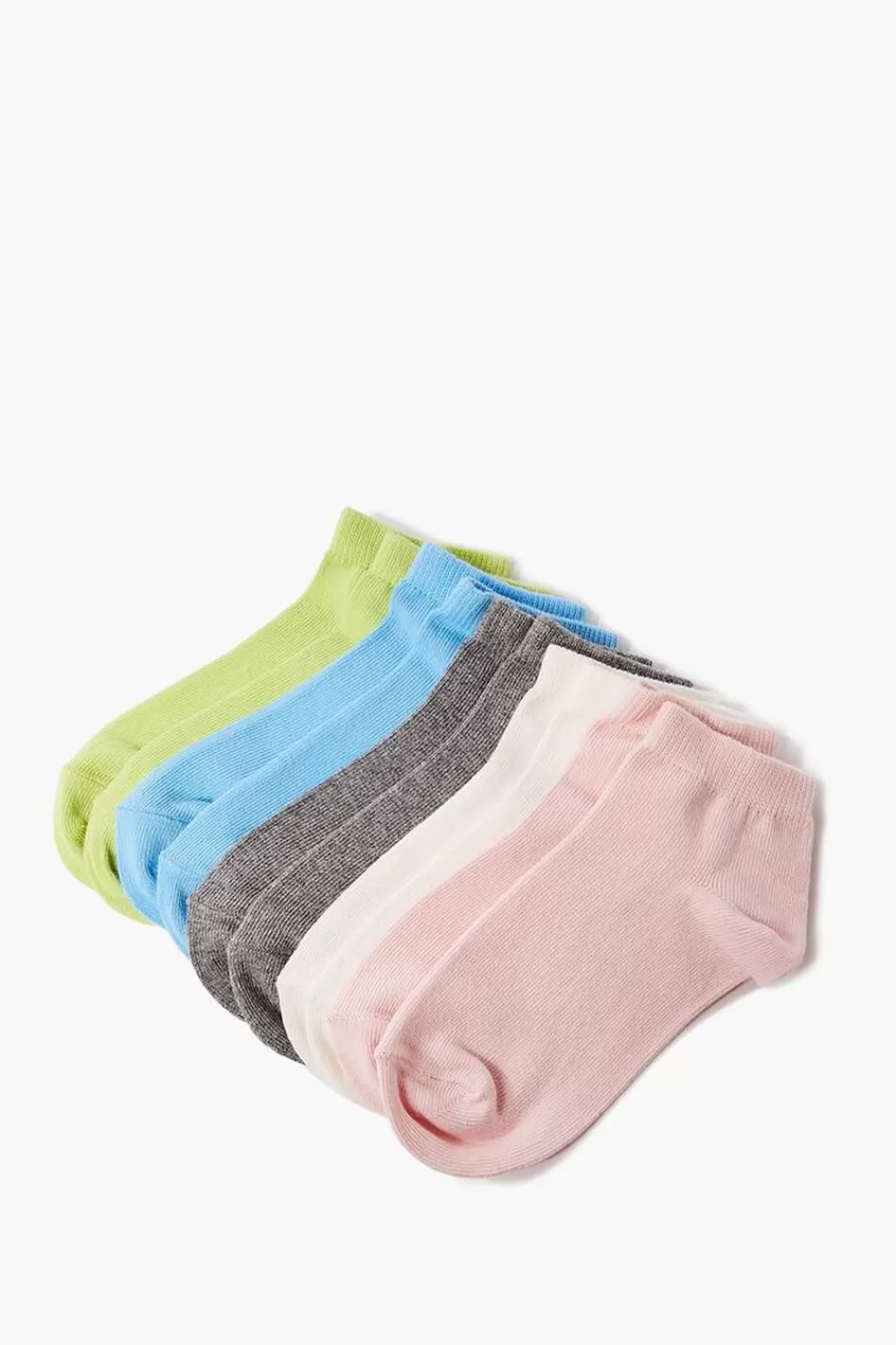 Accessories>Forever 21 Girls Organically Grown Cotton Socks - 5 Pack (Kids) Blue/Multi