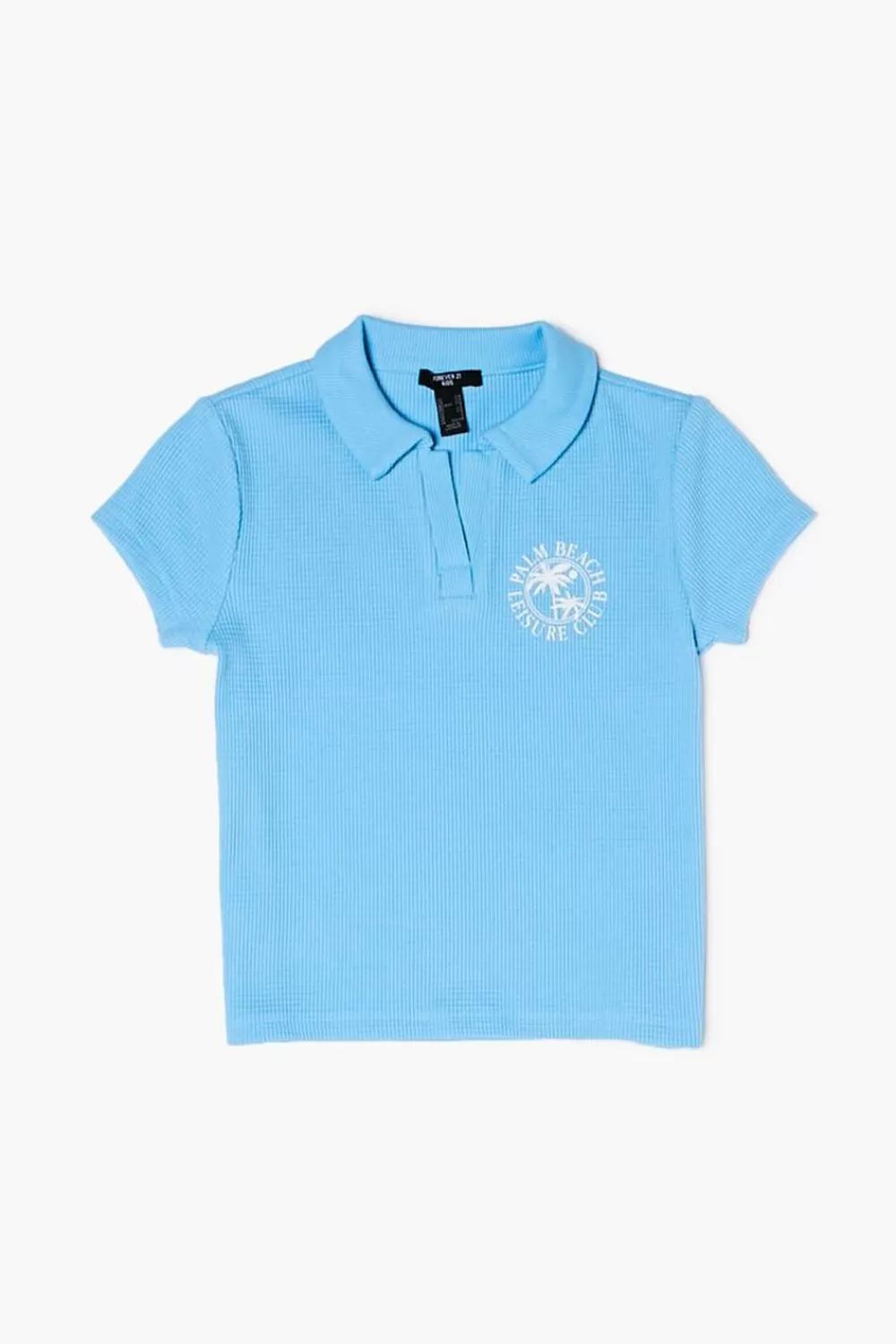 Tops>Forever 21 Girls Palm Beach Graphic Polo Shirt (Kids) Blue/White