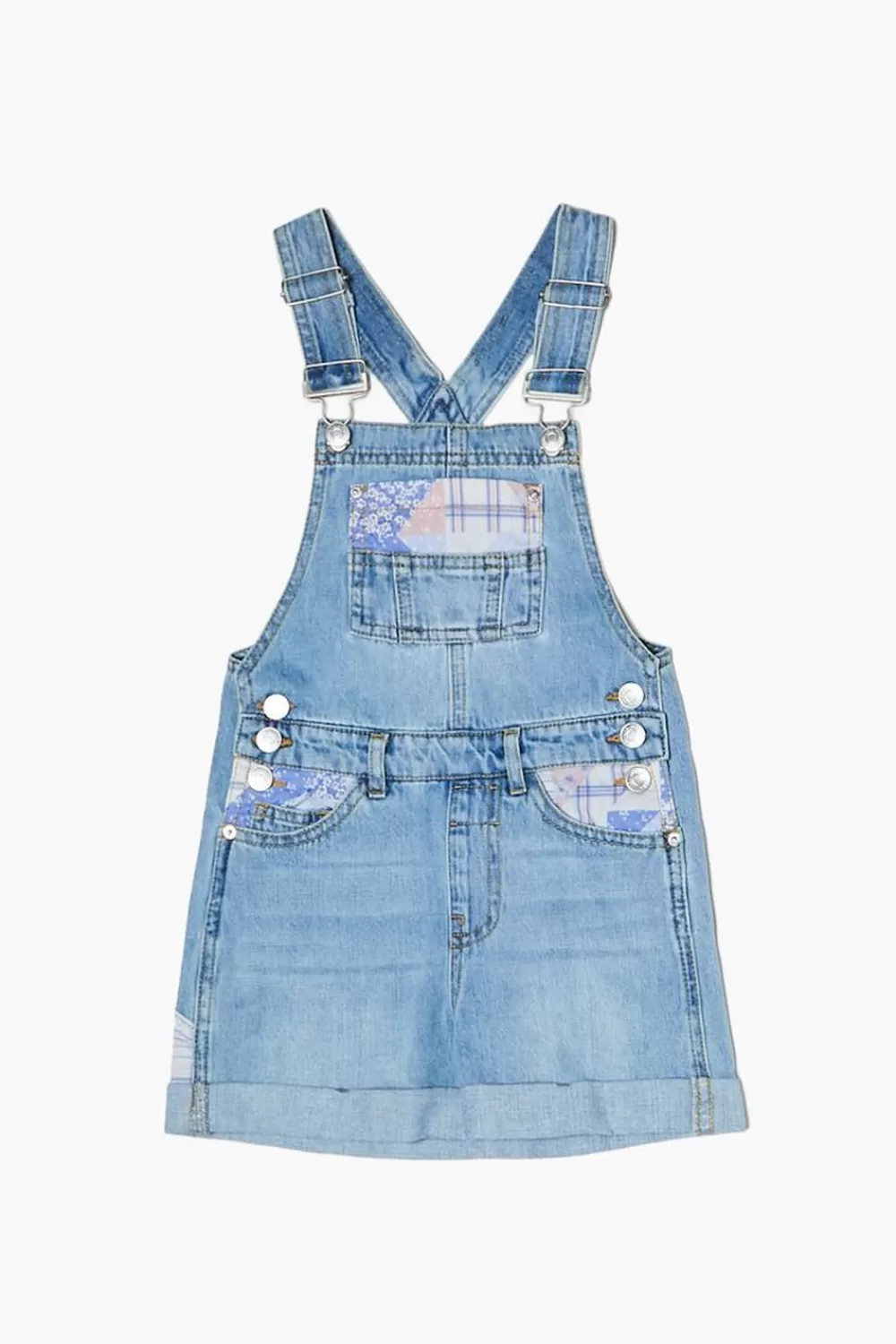 Dresses + Rompers>Forever 21 Girls Patchwork Overall Shorts (Kids) Medium Denim