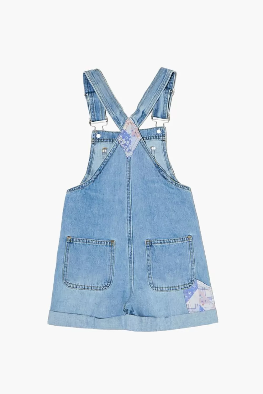 Dresses + Rompers>Forever 21 Girls Patchwork Overall Shorts (Kids) Medium Denim