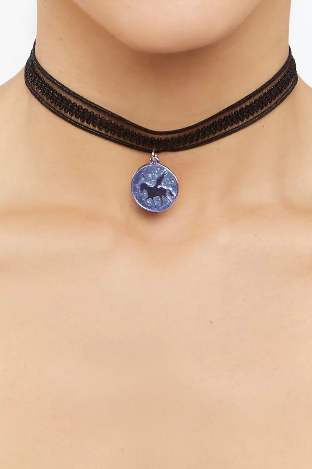 Accessories>Forever 21 Girls Pegasus Mesh Choker (Kids) Black