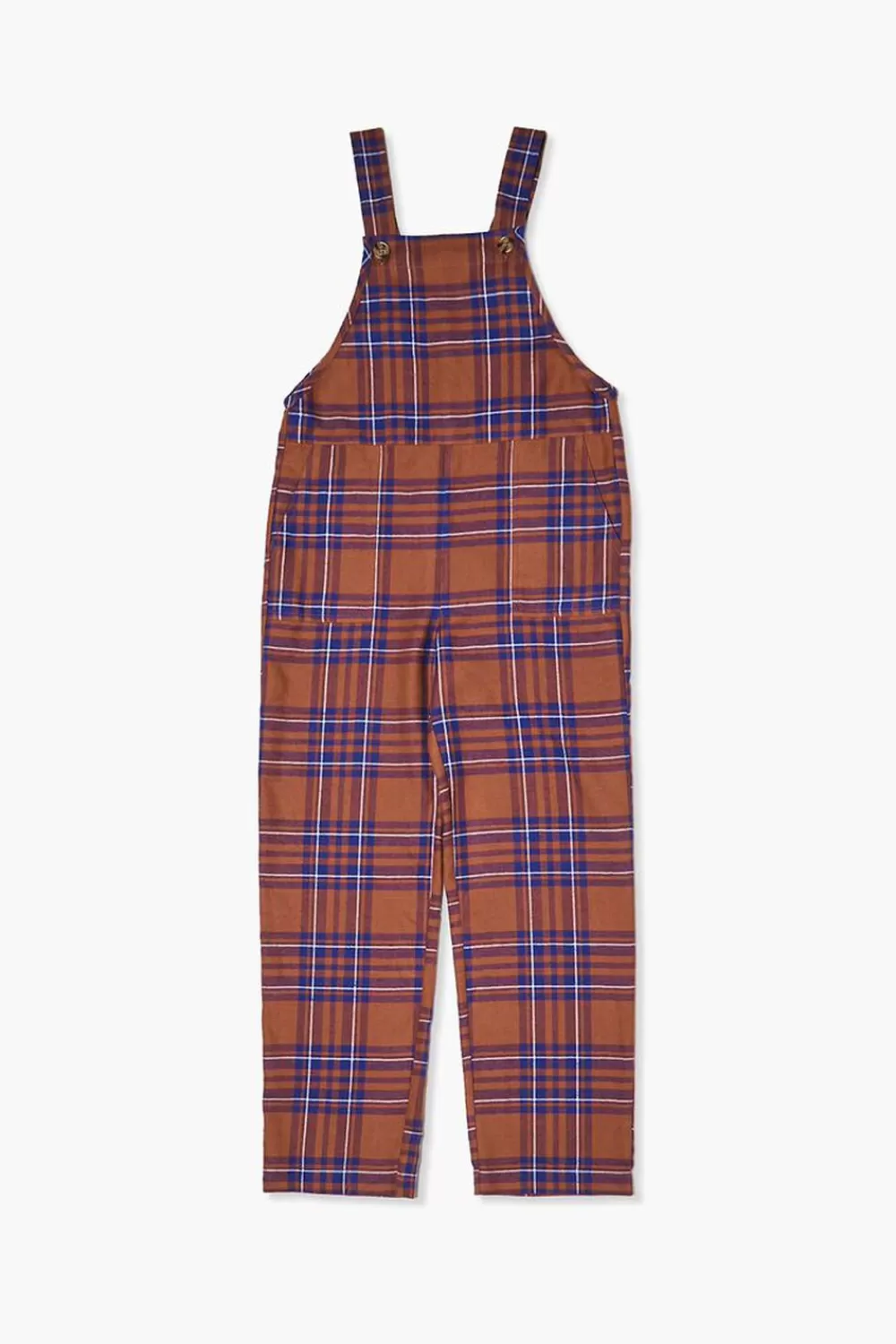 Dresses + Rompers>Forever 21 Girls Plaid Overalls (Kids) Rust/Multi