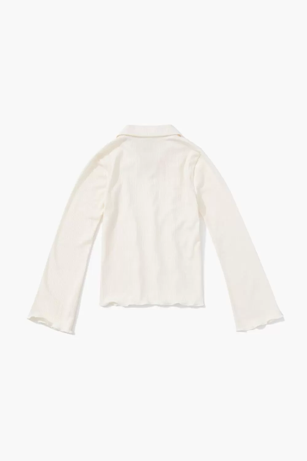 Tops>Forever 21 Girls Ribbed Lettuce-Edge Top (Kids) Cream