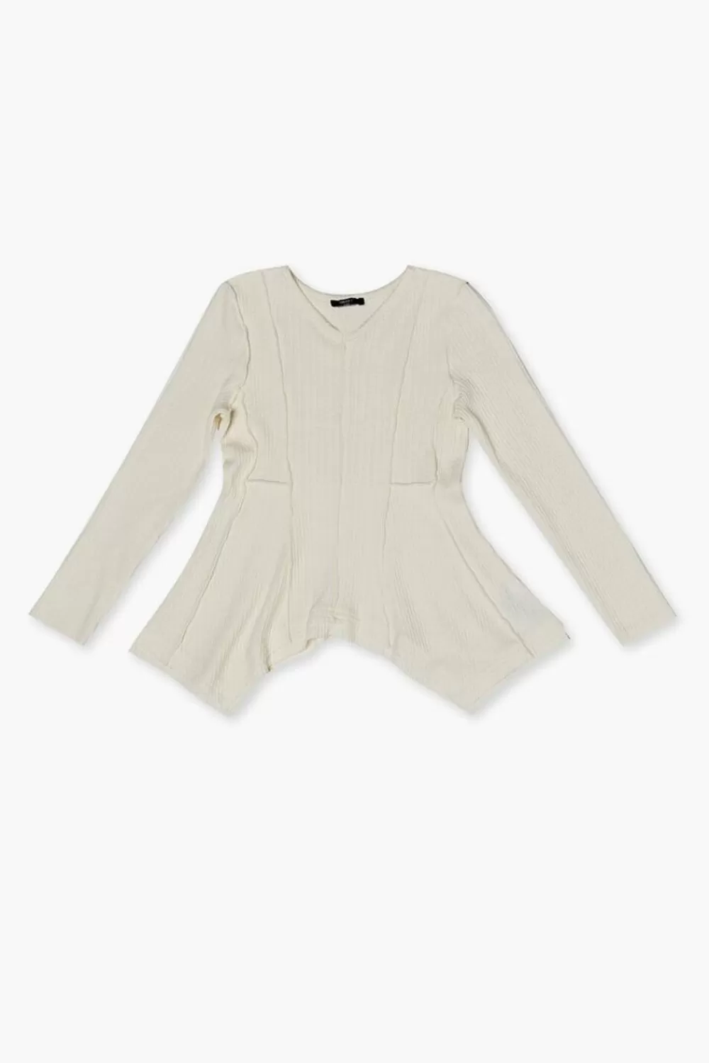 Tops>Forever 21 Girls Ribbed Split Hem Top (Kids) Cream