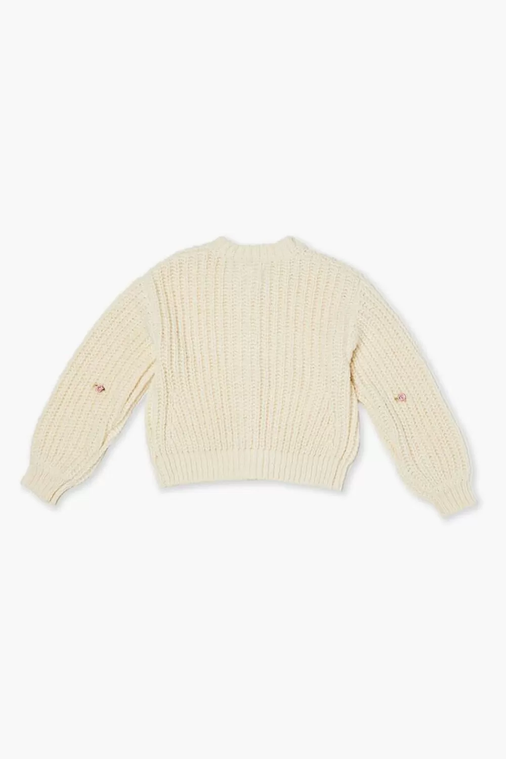 Sweaters + Cardigans>Forever 21 Girls Rose Cardigan Sweater (Kids) Cream/Multi