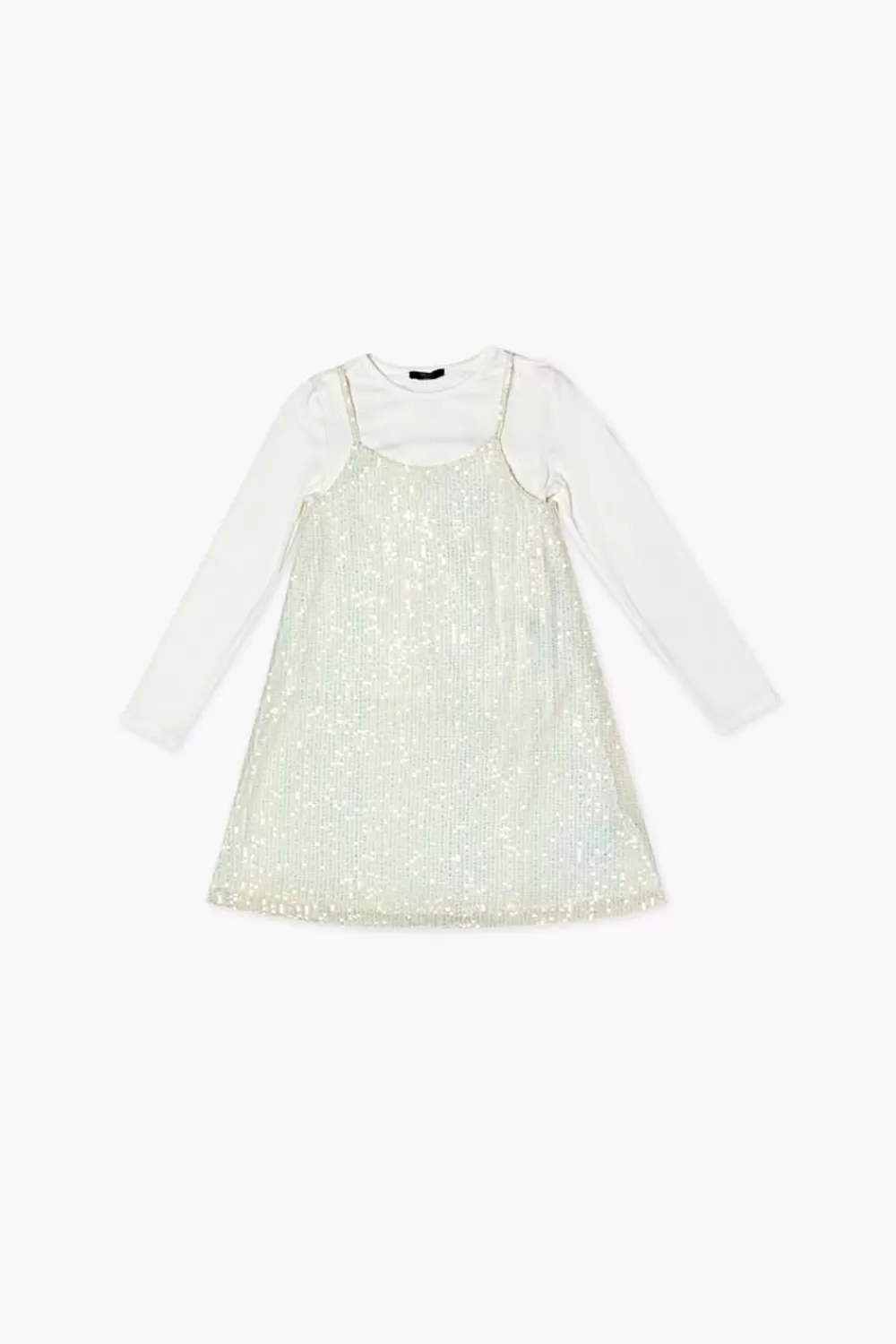 Dresses + Rompers>Forever 21 Girls Sequin Dress & Tee Set (Kids) White/Cream