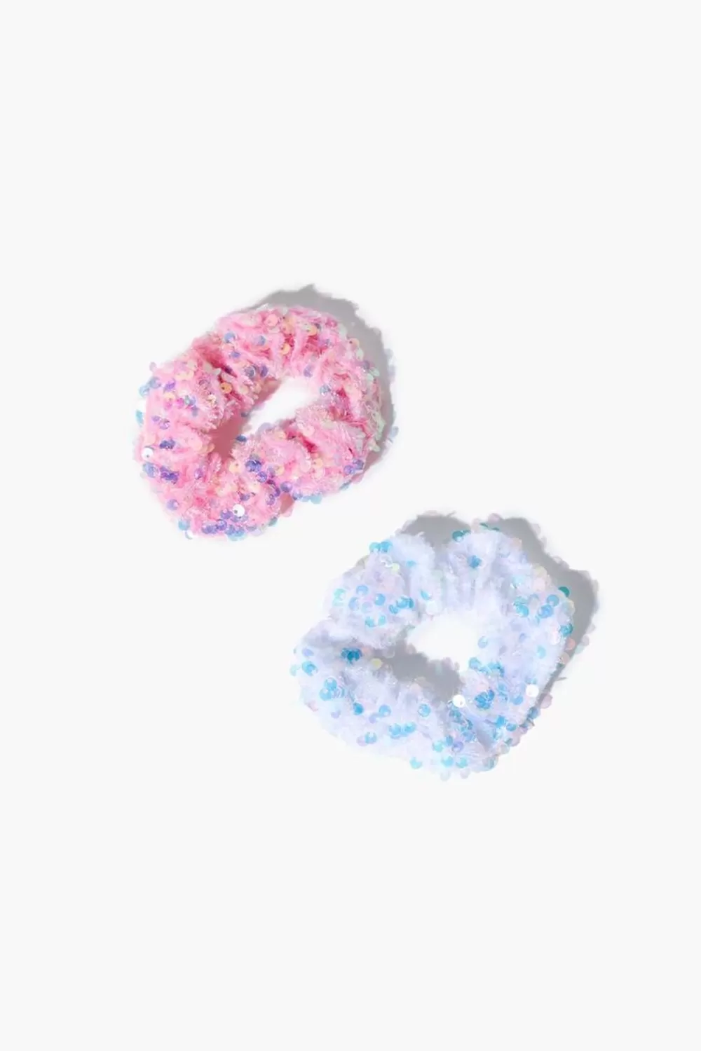 Accessories>Forever 21 Girls Sequin Hair Scrunchie Set (Kids) Pink/White