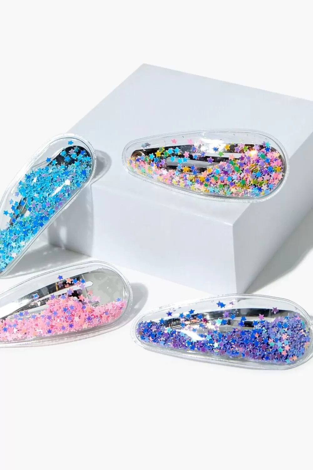Accessories>Forever 21 Girls Star Confetti Snap Hair Clip Set (Kids) Clear/Multi