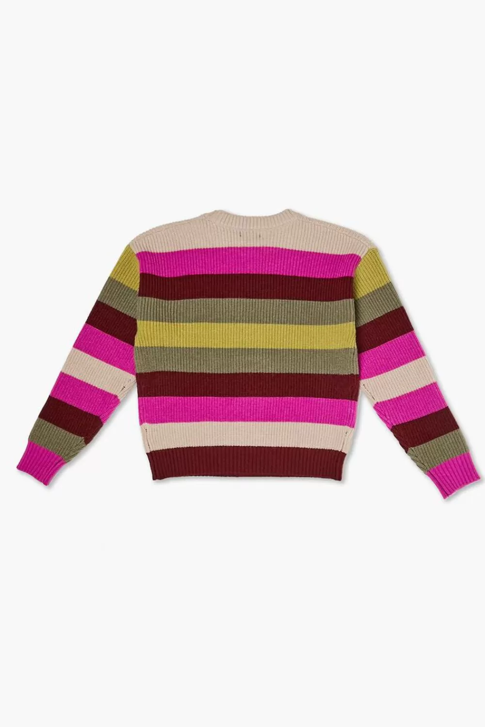 Sweaters + Cardigans>Forever 21 Girls Striped Mushroom Graphic Sweater (Kids) Pink/Multi