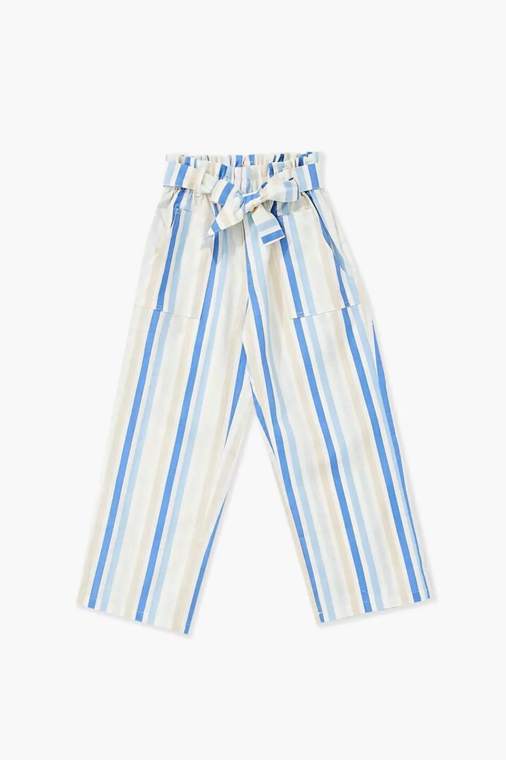 Bottoms>Forever 21 Girls Striped Paperbag Pants (Kids) Taupe/Multi