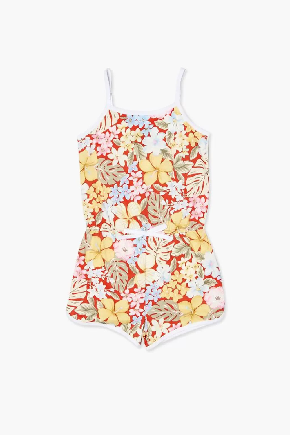 Dresses + Rompers>Forever 21 Girls Tropical Floral Print Romper (Kids) Red/Multi