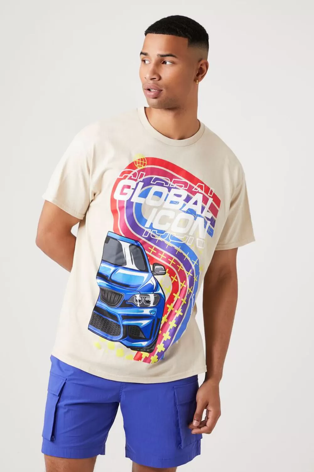 Graphic Tees>Forever 21 Global Icon Car Graphic Tee Taupe/Multi