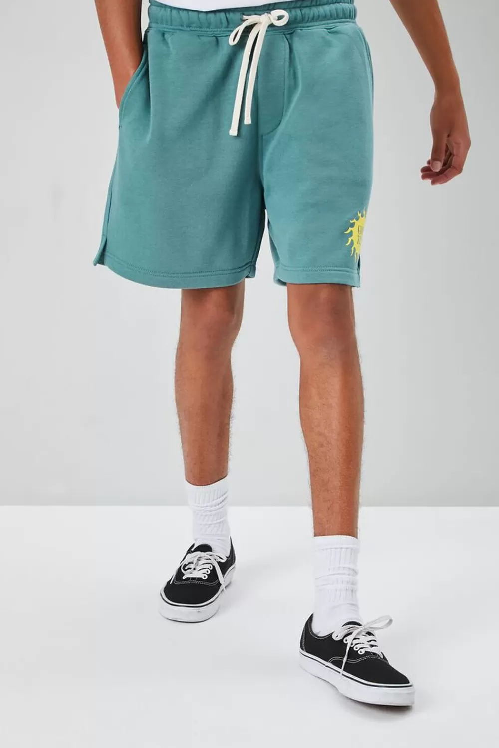 Bottoms>Forever 21 Good Trip Graphic Sweatshorts Green/Yellow