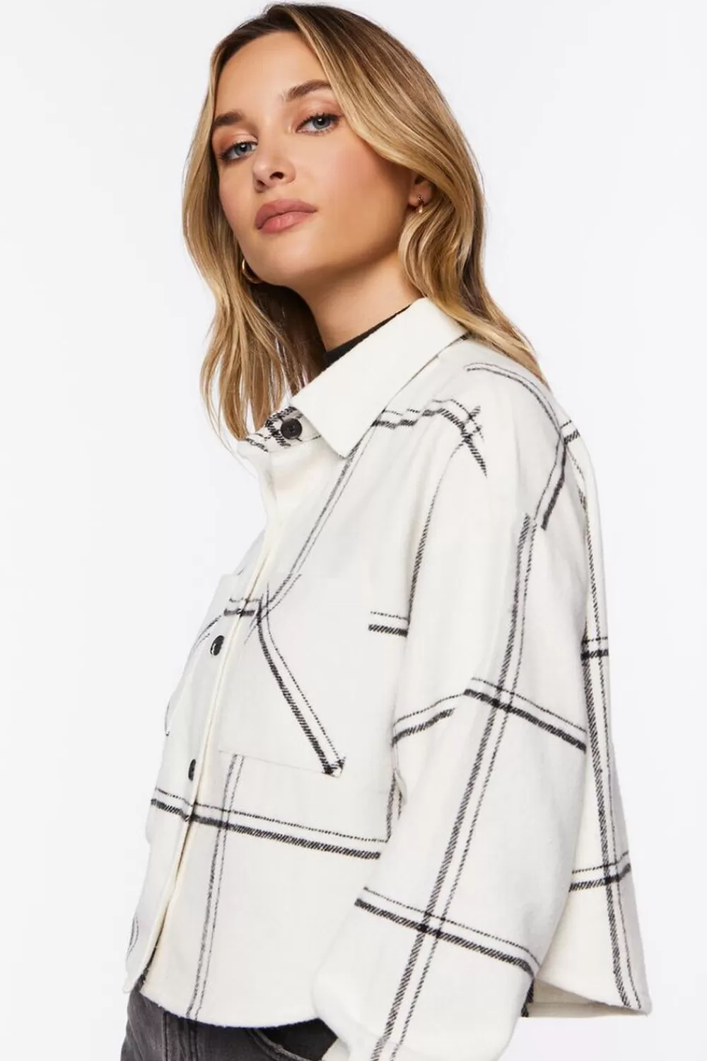 Forever 21 Grid Plaid Cropped Flannel Shirt | Women Tops