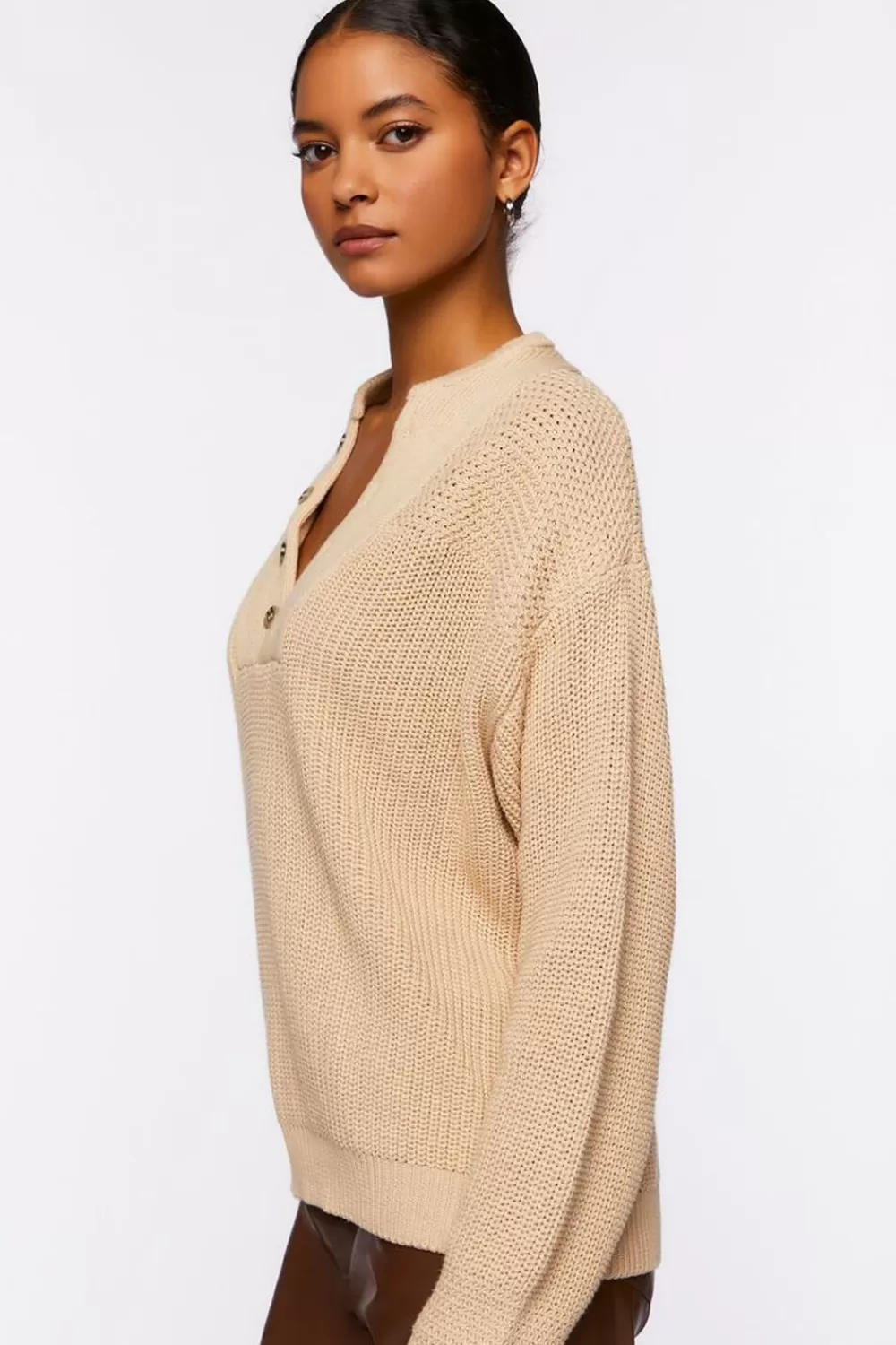 Forever 21 Half-Button Drop-Sleeve Sweater | Women Tops