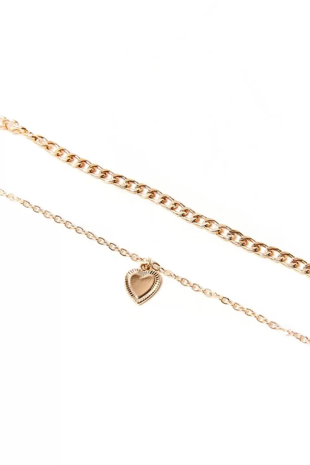 Body Jewelry>Forever 21 Heart Charm Anklet Set Gold