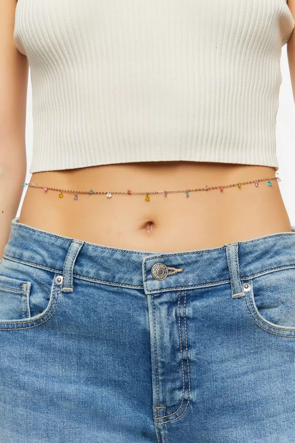 Body Jewelry>Forever 21 Heart Charm Belly Chain Purple/Gold