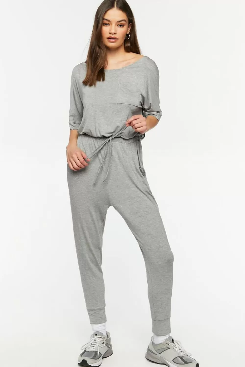 Rompers + Jumpsuits>Forever 21 Heathered Short-Sleeve Jumpsuit Heather Grey