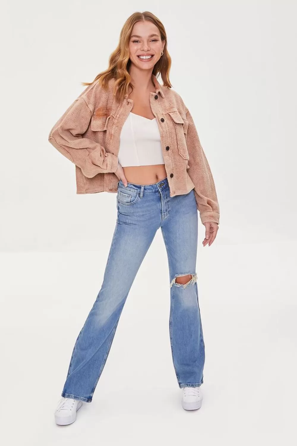 Bottoms>Forever 21 Hemp 4% High-Rise Flare Jeans Light Denim