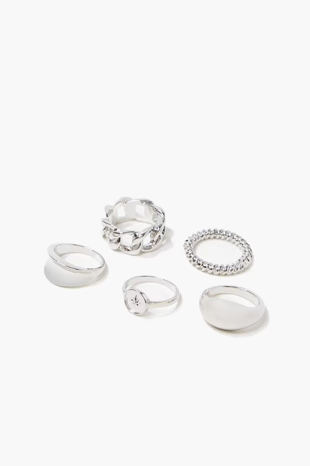 Rings>Forever 21 High-Polish Ring Set Silver