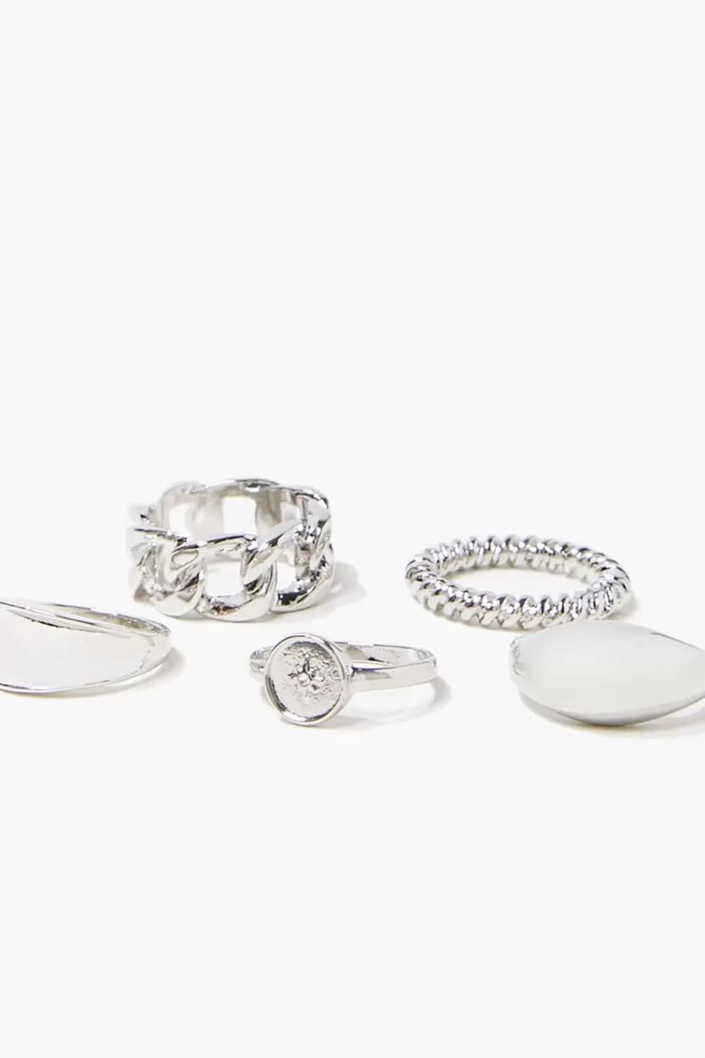 Rings>Forever 21 High-Polish Ring Set Silver