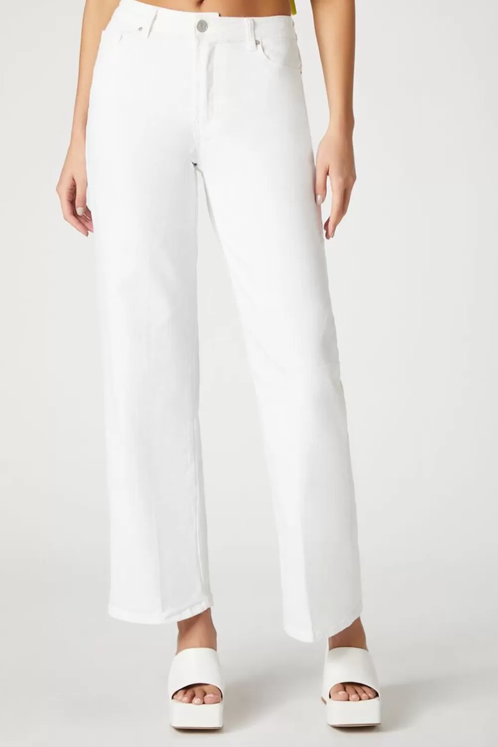 Bottoms>Forever 21 High-Rise Mom Jeans Cream