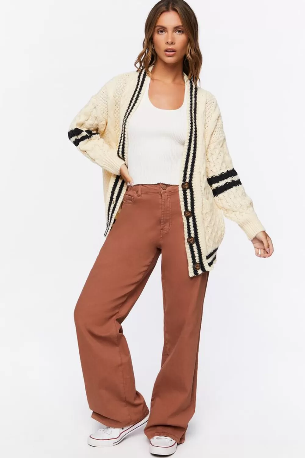Jeans + Denim>Forever 21 High-Rise Wide-Leg Jeans Chestnut