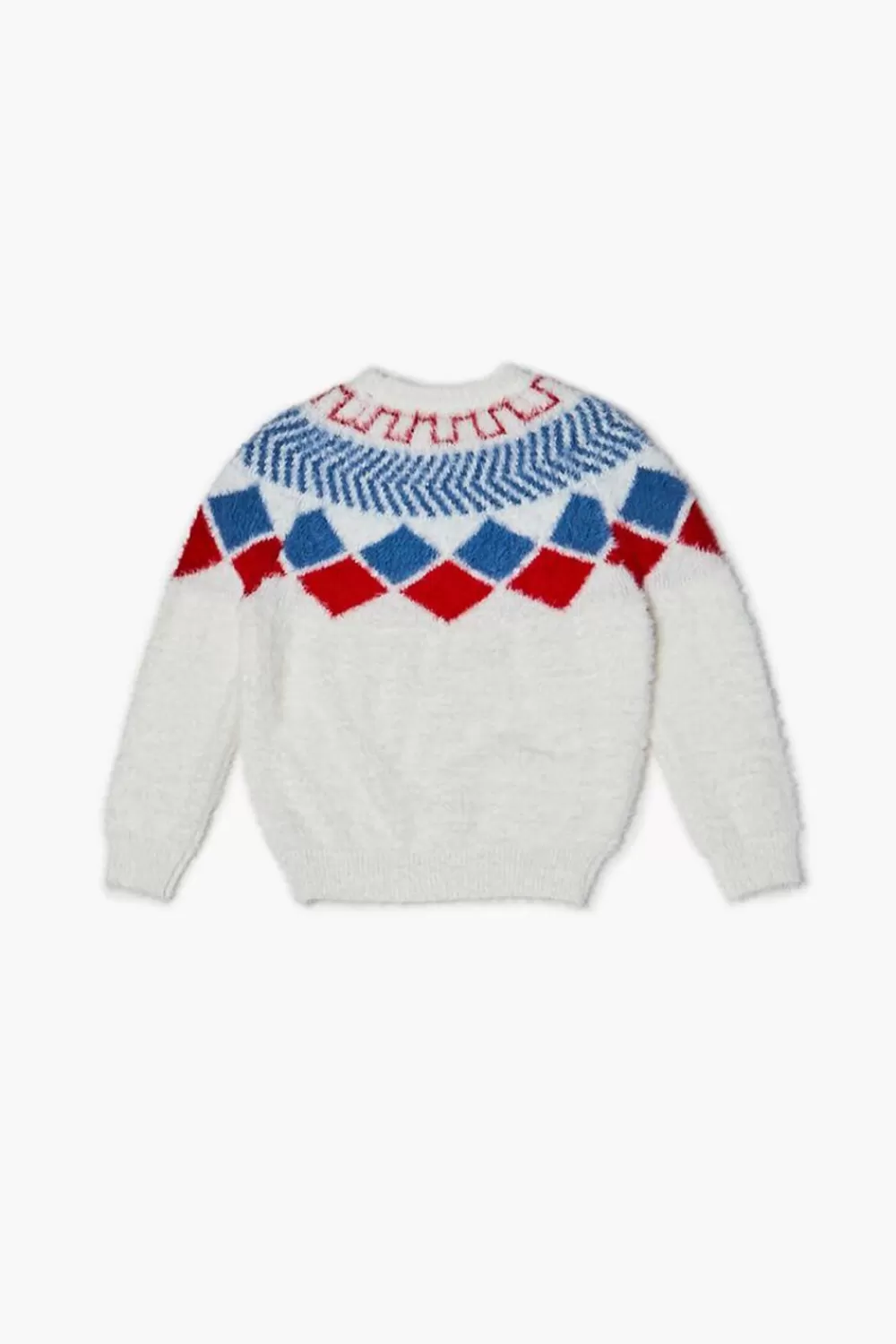 Sweaters + Cardigans>Forever 21 Kids Fuzzy Geo Sweater (Girls + Boys) Cream/Multi
