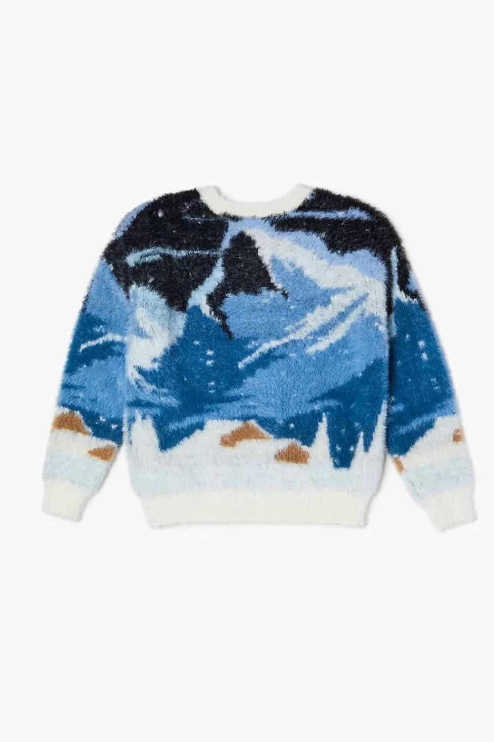 Sweaters + Cardigans>Forever 21 Kids Fuzzy Mountain Graphic Sweater (Girls + Boys) White/Multi