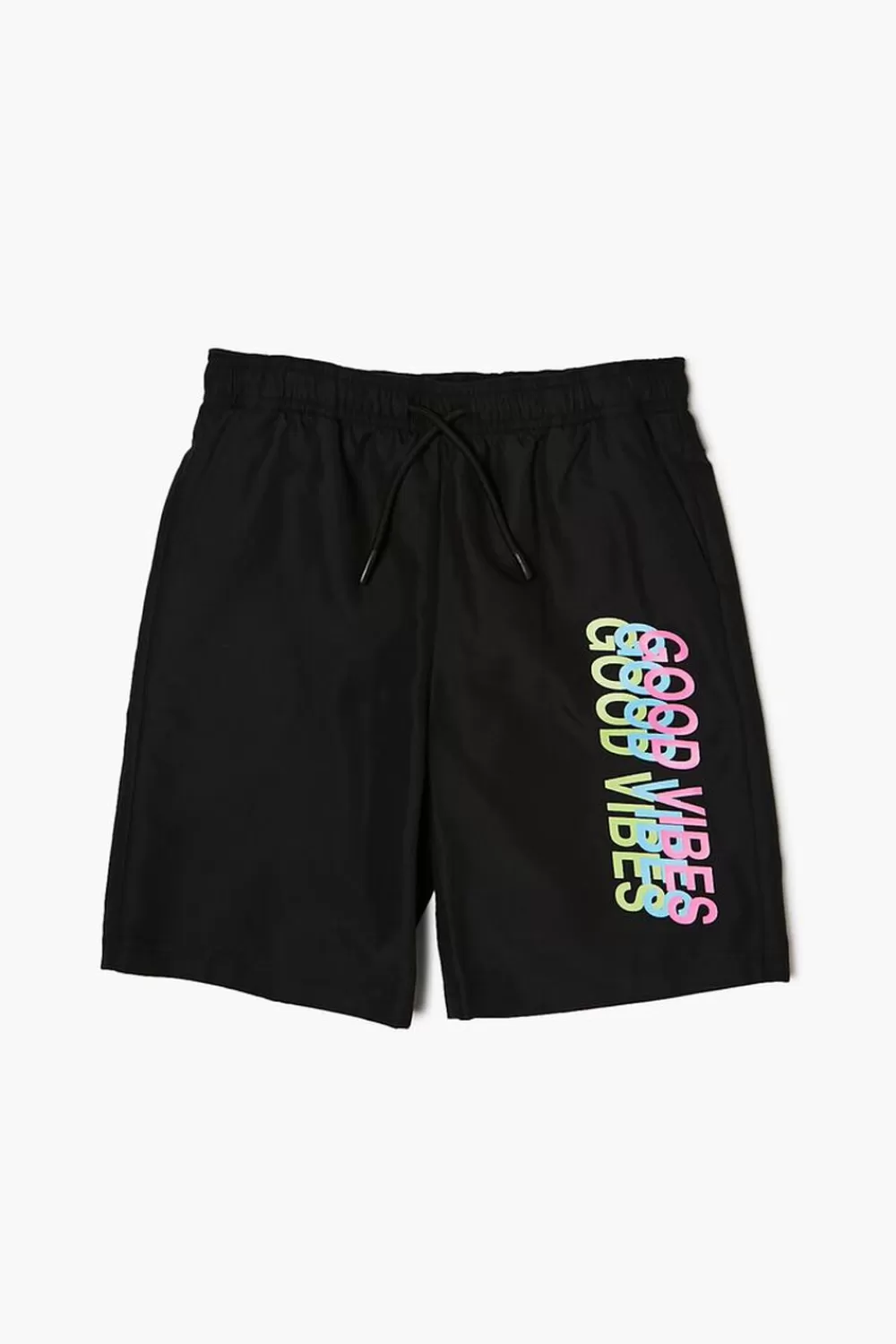 Swimwear>Forever 21 Kids Good Vibes Swim Trunks (Girls + Boys) Black/Multi