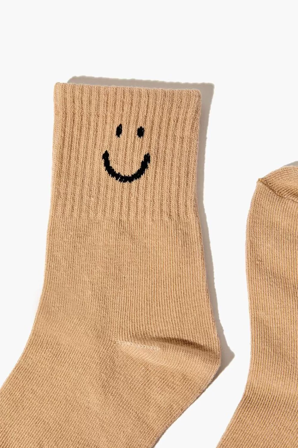 Accessories>Forever 21 Kids Happy Face Graphic Crew Socks (Girls + Boys) Taupe/Black