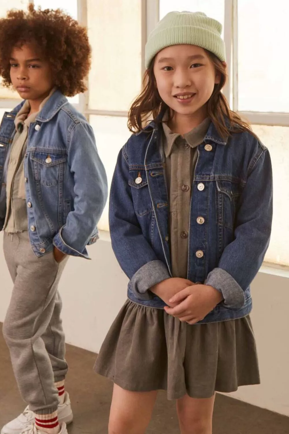 Jackets + Outerwear>Forever 21 Kids Organically Grown Cotton Jacket (Girls + Boys) Dark Denim
