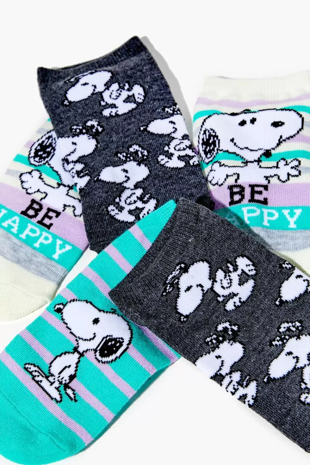 Accessories>Forever 21 Kids Snoopy Ankle Sock Set - 3 Pack (Girls + Boys) Teal/Multi