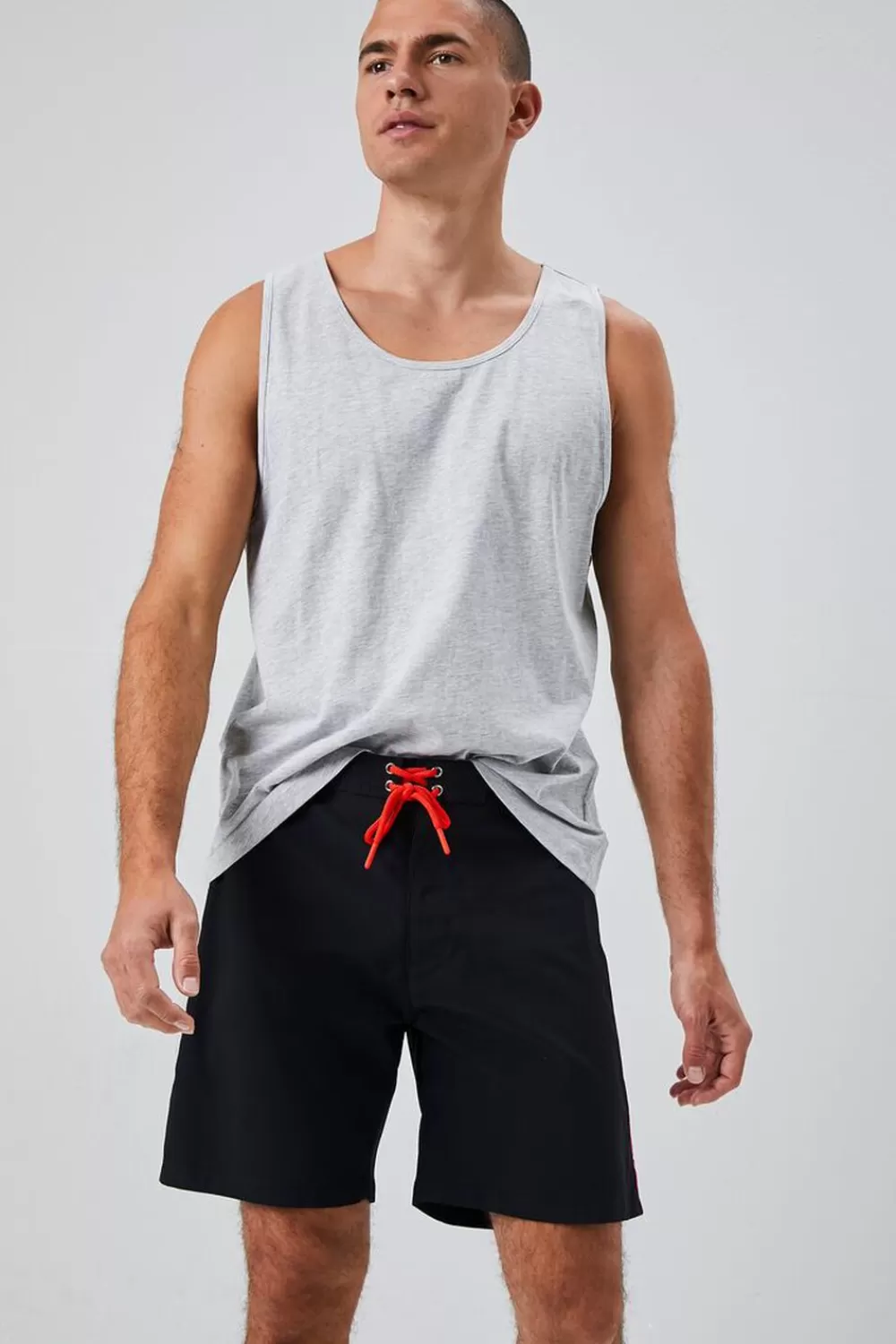 Bottoms>Forever 21 Lace-Up Contrast-Trim Swim Trunks Black/Red