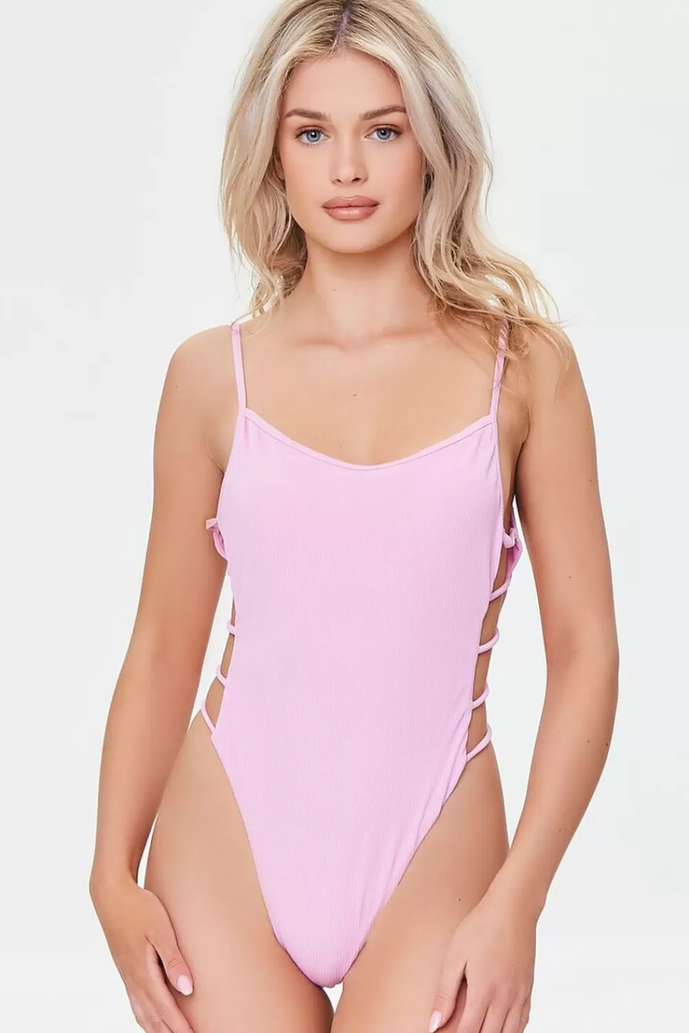 Swimwear>Forever 21 Ladder Cutout One-Piece Swimsuit Purple