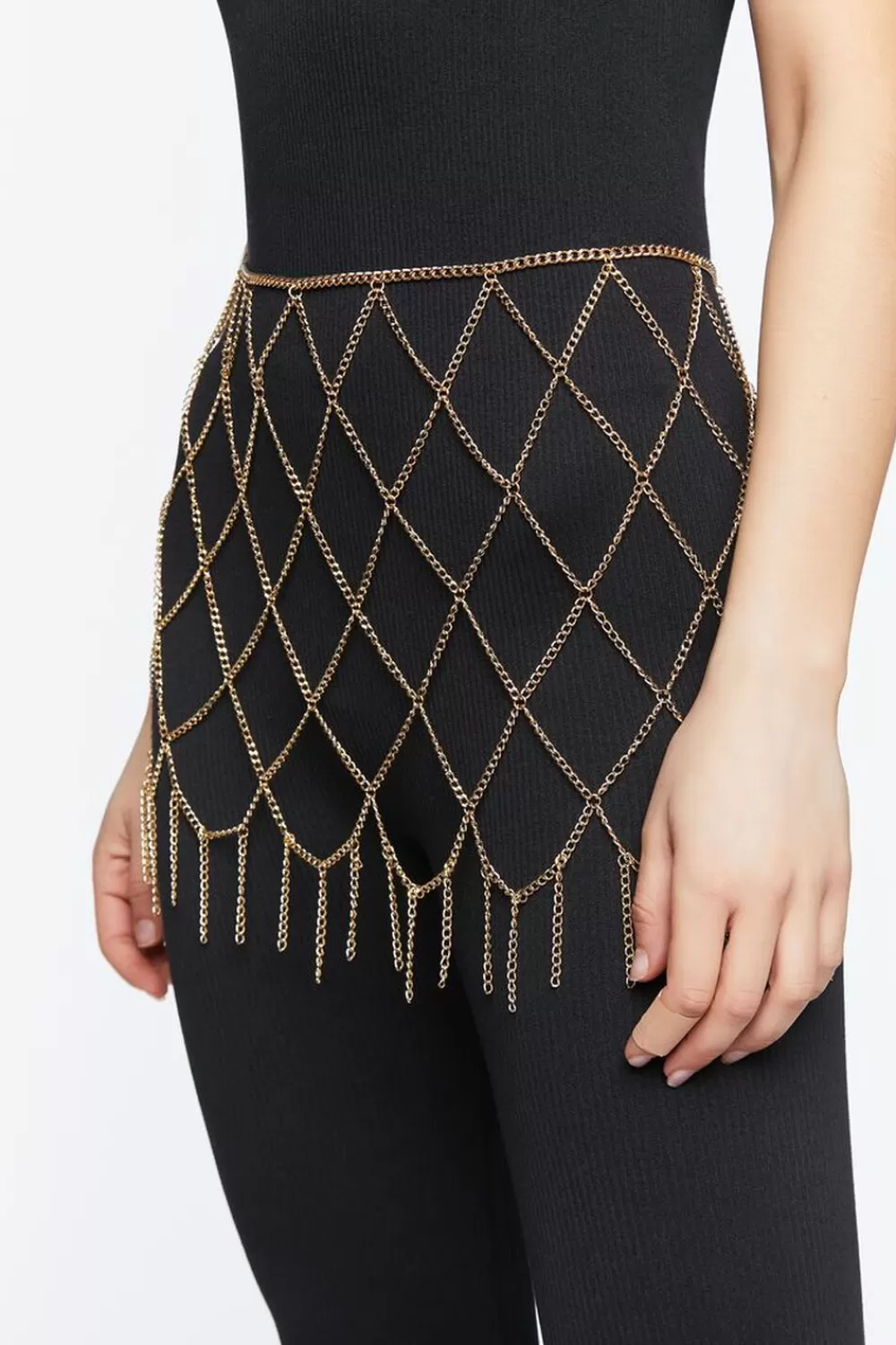 Body Jewelry>Forever 21 Lattice Body Chain Skirt Gold