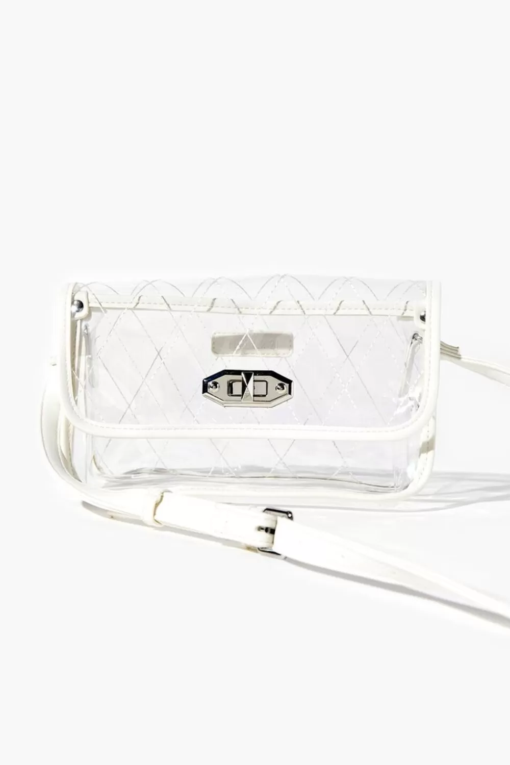 Bags + Backpacks>Forever 21 Lattice-Seam Crossbody Bag Clear