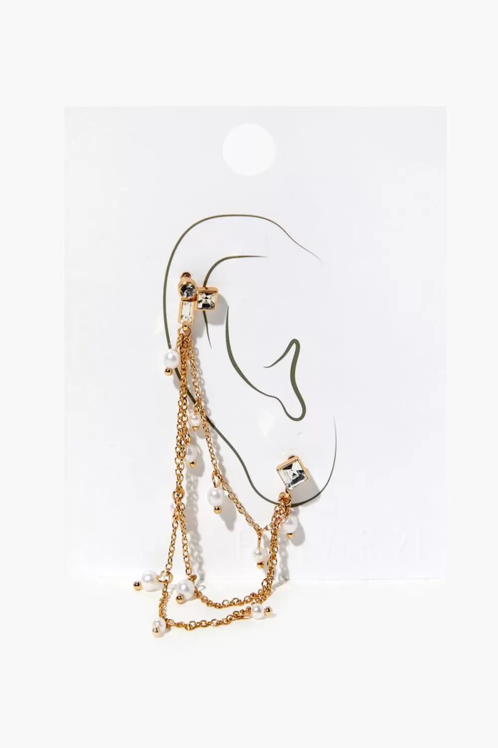 Earrings>Forever 21 Layered Pearl Ear Cuff Cream/Gold