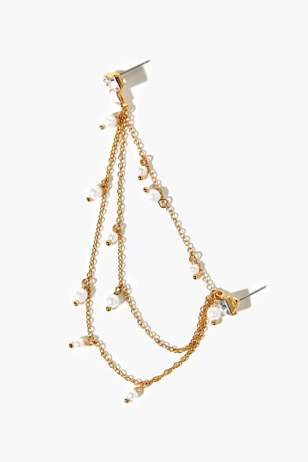 Earrings>Forever 21 Layered Pearl Ear Cuff Cream/Gold