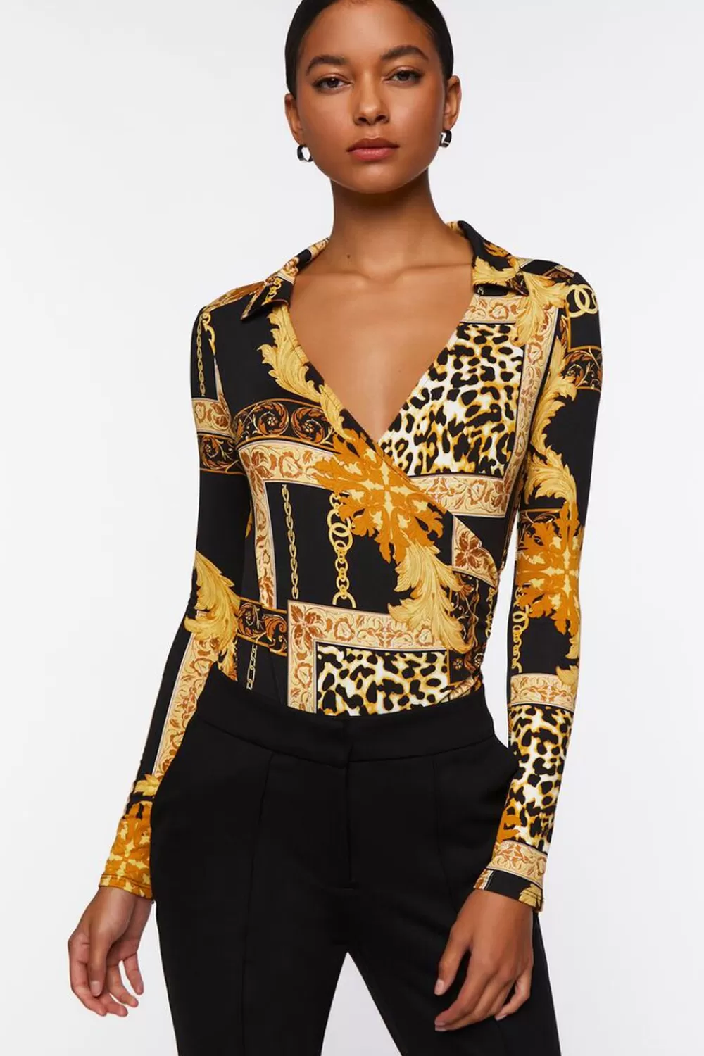 Forever 21 Leopard & Chain Print Bodysuit | Women Tops