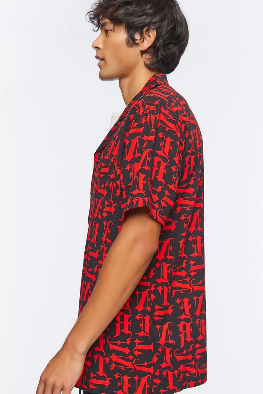 Shirts>Forever 21 Lettered Print Shirt Black/Red