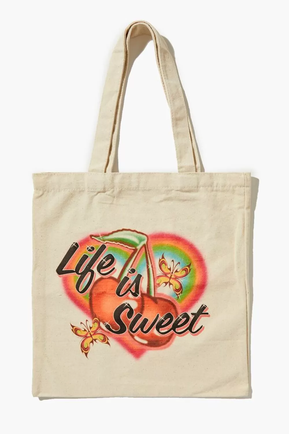Bags + Backpacks>Forever 21 Life Is Sweet Graphic Tote Bag Natural/Multi