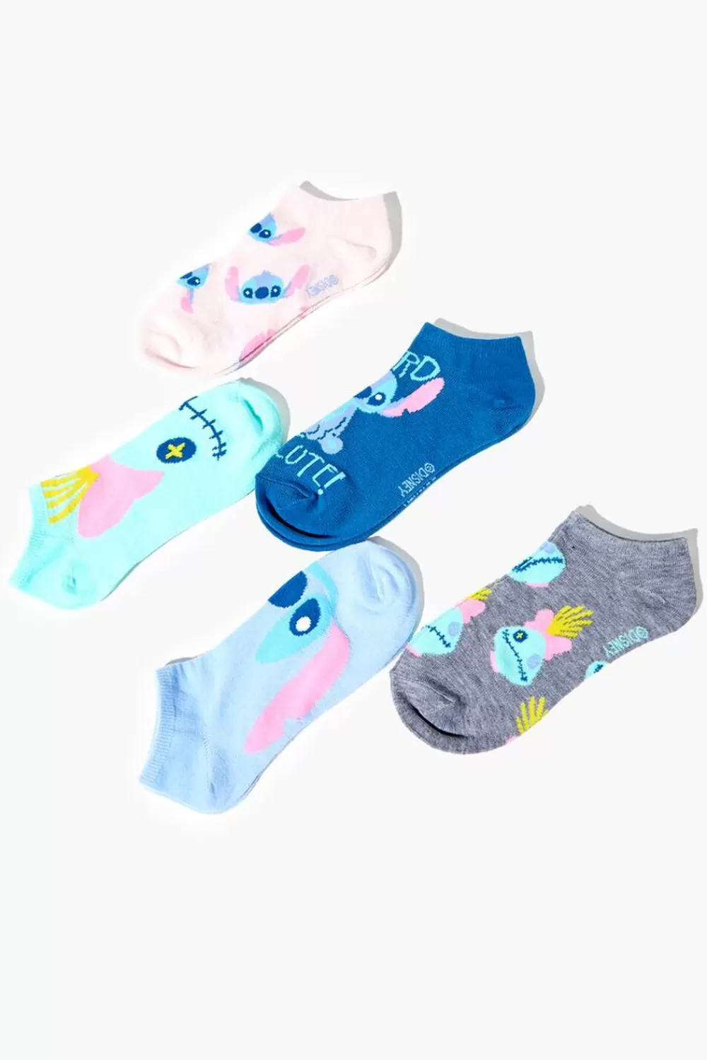 Socks + Tights>Forever 21 Lilo & Stitch Ankle Sock Set - 5 Pack Pink/Multi