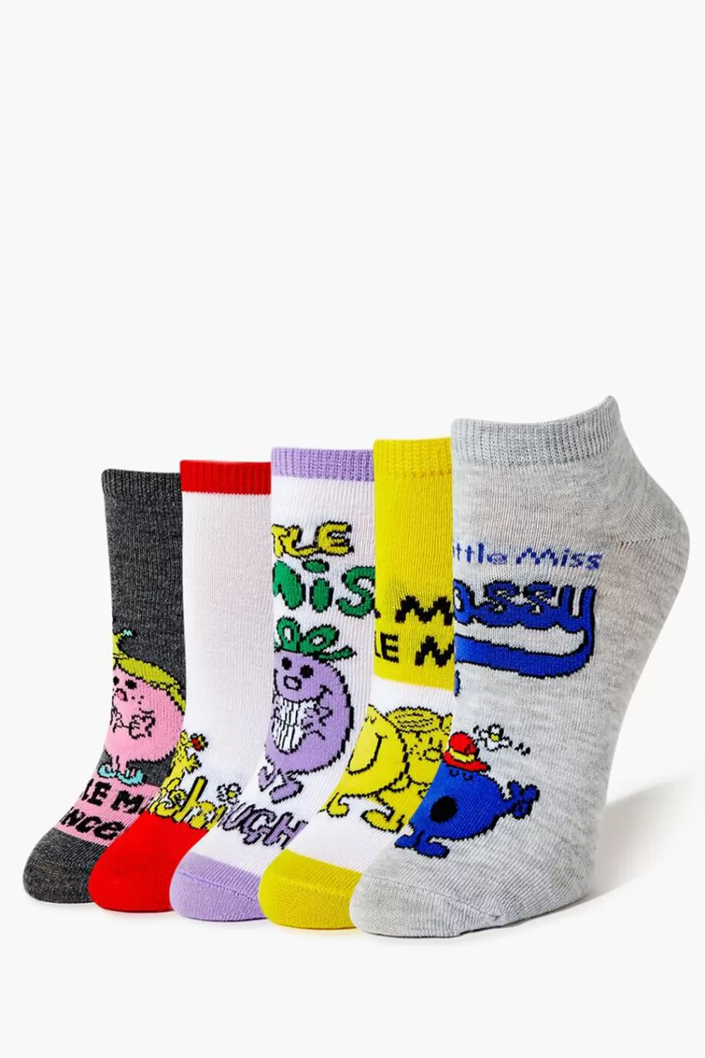 Socks + Tights>Forever 21 Little Miss Graphic Ankle Socks Set - 5 Pack Yellow/Multi