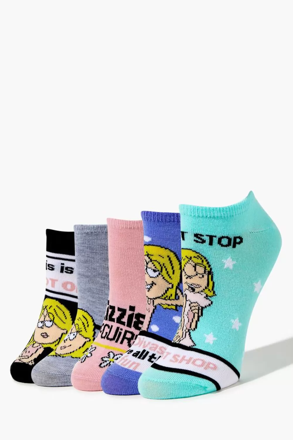 Socks + Tights>Forever 21 Lizzie Mcguire Ankle Sock Set - 5 Pack Blue/Multi